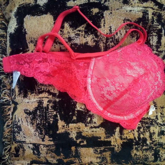 Victorias Secret Dream Angels Lined Demi Bra 32D Red Lace - Picture 5 of 6